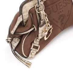 Guess Handtasche Y2K Braun Gold Damen Baumwolle Kunstleder – Nahaufnahme-2