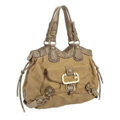 Guess Handtasche Y2K Gold Beige Damen Baumwolle PVC – Vorderansicht