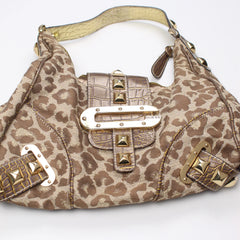 Guess Handtasche Y2K Gold Braun Damen Baumwolle Kunstleder – Nahaufnahme-1