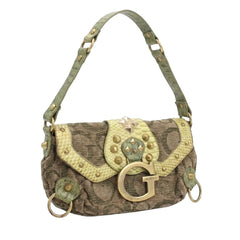 Guess Handtasche Y2K Khaki Braun Damen Baumwolle PVC – Vorderansicht