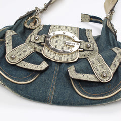 Guess Handtasche Y2K Marineblau Creme Damen Baumwolle – Nahaufnahme-1