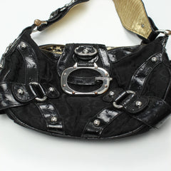 Guess Handtasche Y2K Schwarz Gold Damen Baumwolle Kunstleder – Nahaufnahme-1