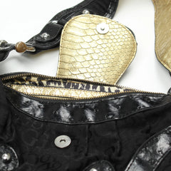 Guess Handtasche Y2K Schwarz Gold Damen Baumwolle Kunstleder – Nahaufnahme-3
