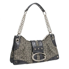 Guess Handtasche Y2K Schwarz Grau Damen Baumwolle, Kunstleder – Vorderansicht