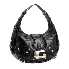 Guess Handtasche Y2K Schwarz Silber Damen Lackleder – Vorderansicht