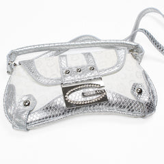 Gussaci Curved Baguette Bag White Silvery