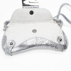 Gussaci Curved Baguette Bag White Silvery