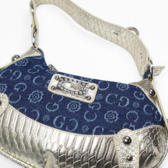Gussaci Vintage Hobo Bag Gold Dark Denim