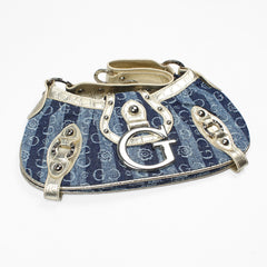 Gussaci Denim Baguette Bag Gold Light Denim
