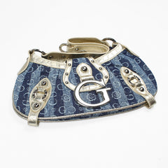 Gussaci Denim Baguette Bag Gold Light Denim