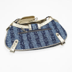 Gussaci Denim Baguette Bag Gold Light Denim