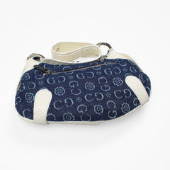 Gussaci Vintage Hobo Bag White Dark Denim