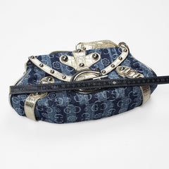 Gussaci Vintage Baguette Bag Gold Light Denim
