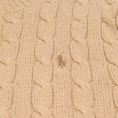 Ralph Lauren Knit Zopfmuster Beige Herren Baumwolle – Nahaufnahme-1