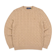 Ralph Lauren Knit Zopfmuster Beige Herren Baumwolle – Vorderansicht