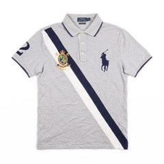 Ralph Lauren Polo Chief Keef Grau Marineblau Herren Baumwolle – Vorderansicht