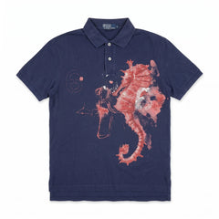 Ralph Lauren Polo Designer Marineblau Korallenrot Herren Baumwolle – Vorderansicht