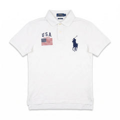 Ralph Lauren Polo Chief Keef Weiß Blau Herren Baumwolle – Vorderansicht