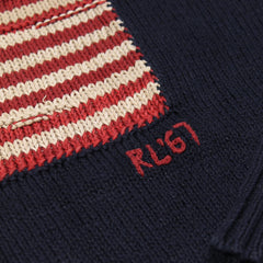 Ralph Lauren Sweater Knit Marineblau Rot Herren Baumwolle, Leinen, Seide – Nahaufnahme-2