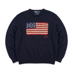 Ralph Lauren Sweater Knit Marineblau Rot Herren Baumwolle, Leinen, Seide – Vorderansicht