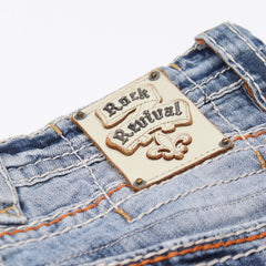 Rock Revival Jeans Straight Blau Herren Baumwolle, Elasthan – Nahaufnahme-2