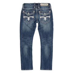 Rock Revival Jeans Skinny Blau Weiß Damen Baumwolle – Rückseite