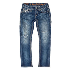 Rock Revival Jeans Skinny Blau Weiß Damen Baumwolle – Vorderansicht