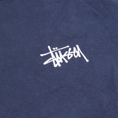 Stüssy T-Shirt Y2K Marineblau Weiß Herren Baumwolle – Nahaufnahme-1