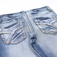 Vintage Dressing Jeans Flared Blau Damen Baumwolle – Nahaufnahme-1