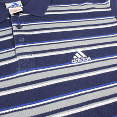 Adidas Vintage Gestreiftes Polo Shirt - Farbe: Navy - Größe: XXL - VintageR2
