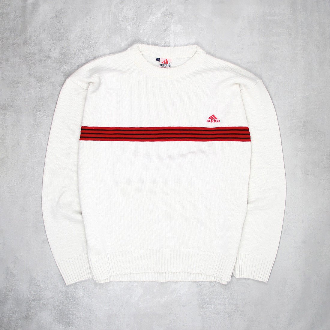 Adidas Vintage Knit Sweater - Farbe: Beige - Größe: L - VintageR2