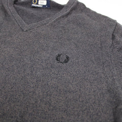 Fred Perry V-Kragen Longsleeve Pullover - Farbe: Grey - Größe: S - VintageR2