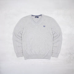 Fred Perry V-Kragen Sweatshirt - Farbe: Grey - Größe: S - VintageR2