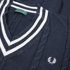 Fred Perry Vintage Zopfmuster Pullunder - Farbe: Navy - Größe: XL - VintageR2