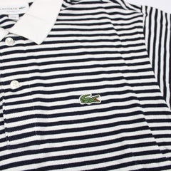 Lacoste Schwarz Weiß Gestreiftes Polo Shirt - Farbe: Black - Größe: M - VintageR2