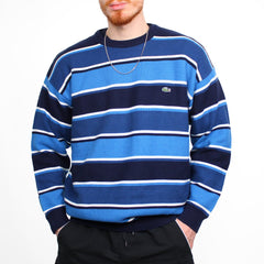 Lacoste Vintage Gestreifter Knit Sweater - Farbe: RoyalBlue - Größe: XL - VintageR2
