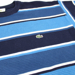 Lacoste Vintage Gestreifter Knit Sweater - Farbe: RoyalBlue - Größe: XL - VintageR2