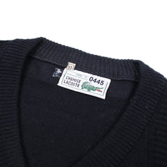 Lacoste Vintage V-Neck Knit Sweater - Farbe: Navy - Größe: XL - VintageR2