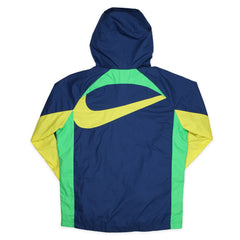 Nike Brasilien Vintage Regenjacke in Marineblau Grün Gelb Größe M