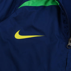 Nike Brasilien Vintage Regenjacke in Marineblau Grün Gelb Größe M