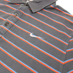 Nike Vintage Polo Shirt Gestreift - Farbe: Grey - Größe: L - VintageR2