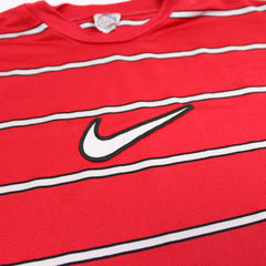 Nike Vintage T-Shirt gestreift Center Swoosh - Farbe: Red - Größe: XL - VintageR2