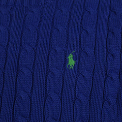 Ralph Lauren Crop Zopfmuster Pullover in Blau Größe M