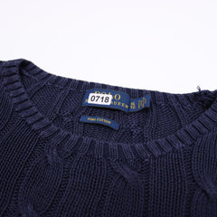 Ralph Lauren dünner Pullover mit Zopfmuster - Farbe: Navy - Größe: M - VintageR2