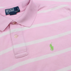 Ralph Lauren Polo Shirt gestreift - Farbe: Pink - Größe: M - VintageR2