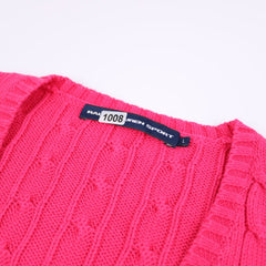 Ralph Lauren Strickpullover V-Kragen mit Zopfmuster - Farbe: Pink - Größe: M - VintageR2