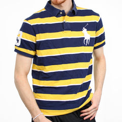 Ralph Lauren Vintage Big Pony Polo Gestreift - Farbe: Gold - Größe: L - VintageR2