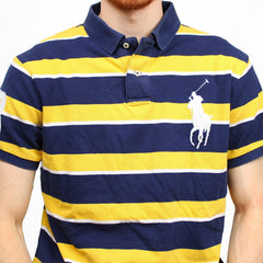 Ralph Lauren Vintage Big Pony Polo Gestreift - Farbe: Gold - Größe: L - VintageR2
