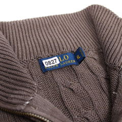 Ralph Lauren Vintage Troyer Pullover Half-Zip mit Zopfmuster - Farbe: Olive - Größe: XL - VintageR2
