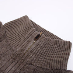Ralph Lauren Vintage Troyer Pullover Half-Zip mit Zopfmuster - Farbe: Olive - Größe: XL - VintageR2